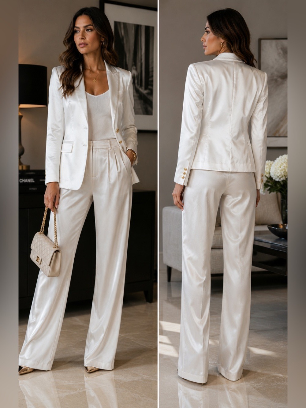French connection white satin effect Adaline textured blazer single breasted NWT